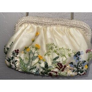 Floral Boho Embroidered  Beaded Clutch Purse Handcrafted in India